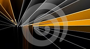 Abstract geometric composition featuring sharp, converging lines and planes.