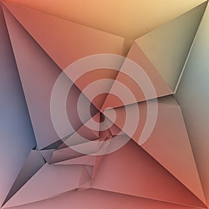 Abstract geometric composition featuring sharp-edged, folded