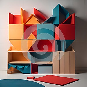 abstract geometric composition, modern interior design, minimalism. generative ai