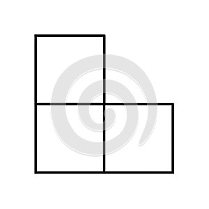 Abstract Geometric Composition of Three Connected Squares Isolated on White Background photo
