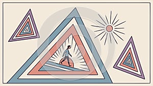 Abstract geometric composition of triangles creating a layered design vector design Generative AI
