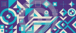 Abstract geometric concept poster design. Graphic horizontal pattern in blue color.