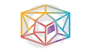 Abstract Geometric Cube Frame Outline Vector Icon, vector design Generative AI