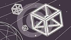 Abstract geometric cube structure 3d shape technical design, vector design Generative AI