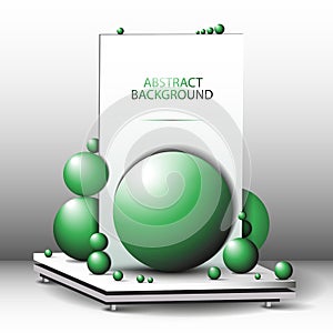 Abstract geometric 3d background green - composition of green balls on the desktop vector EPS10