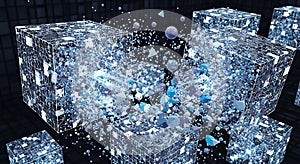 Abstract Geometric Data Cubes Exploding with Particles