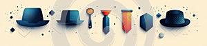 Abstract Geometric Design with Fatherly Objects Like Hats and Ties photo