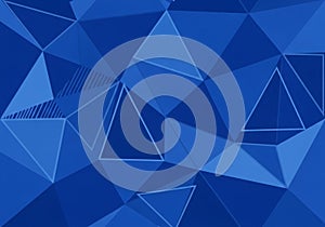 Abstract geometric design featuring an array of blue triangles and
