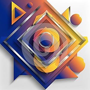 Abstract geometric design featuring interlocking shapes, including circles, triangles,