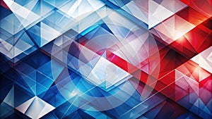 Abstract geometric design featuring interlocking triangles in shades of red, white, and blue. Generative AI
