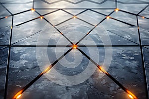 Futuristic Abstract Geometric Design with Glowing Hexagonal Patterns Generative AI