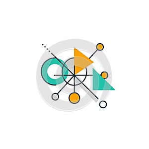 Abstract geometric design featuring overlapping circles triangles and