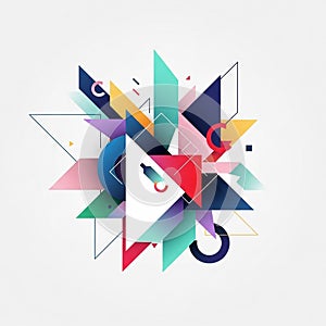 Abstract geometric design featuring overlapping triangles and circles in a