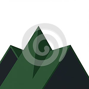 Abstract geometric design featuring a series of overlapping dark green triangular