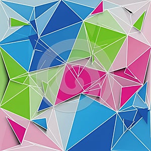 Abstract geometric design featuring a vibrant array of interconnected polygons