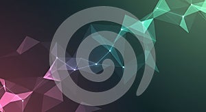 Abstract geometric design with interconnected triangles and lines, forming a dynamic