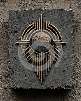 Abstract Geometric Design on Textured Concrete Surface Background