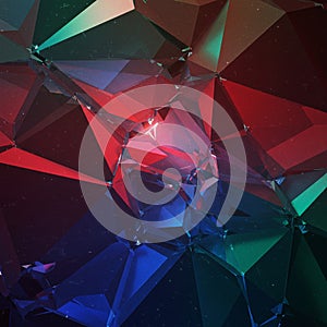 Abstract geometric design with a three-dimensional polygonal pattern. Features an