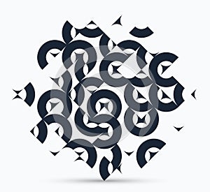 Abstract geometric design vector pattern composition, black and white 70s retro style template art isolated over white, creative