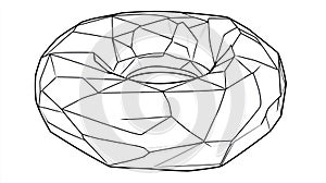 Wireframe Donut Shape - 3D Geometric Torus Polygon Model
