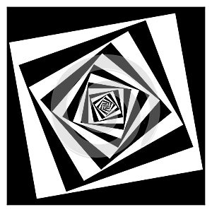 Abstract geometric element with inward rotating squares.