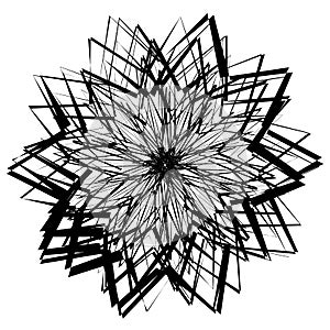 Abstract geometric element with irregular lines. Radial distorted shape