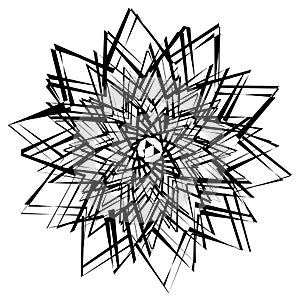 Abstract geometric element with irregular lines. Radial distorted shape