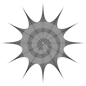 Abstract geometric element. Rotating shape of radial lines with
