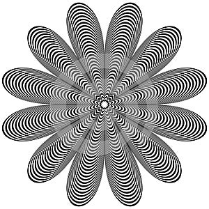 Abstract geometric element. Rotating shape of radial lines with