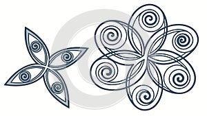 Abstract Geometric Floral Swirl Pattern for Decorative and Artistic Use, vector design Generative AI