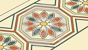 Abstract Geometric Floral Tilework Pattern, vector design Generative AI