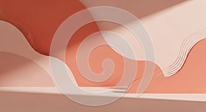 Abstract geometric form with smooth gradient and subtle shadow effects on a plain surface