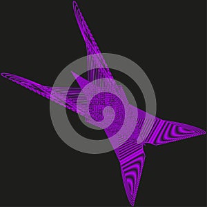 Abstract geometric form. Vector line pattern. Dynamic motion graphic. Magenta purple art.