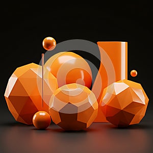 Abstract Geometric Forms in Vibrant Orange