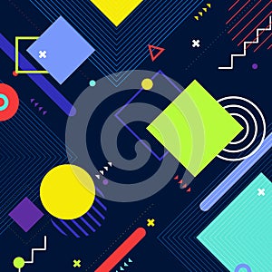 Abstract geometric of futuristic colorful design element background. 90s presentation template of cover design. illustration