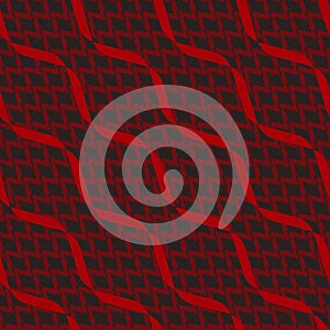 Abstract geometric futuristic luxury seamless vector pattern with red wavy linear.