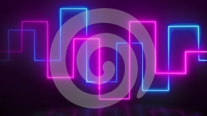 Abstract Geometric Glowing Neon Shape Lines Motion Background Loop