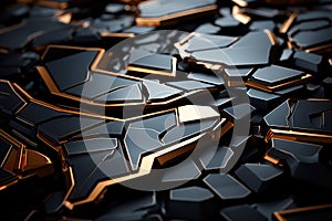 Abstract geometric gold and black background with for presentations