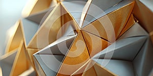 Abstract Geometric Gold and Silver Triangular Pattern Texture Background