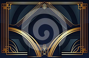 Abstract geometric golden art deco style background