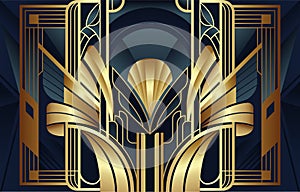 Abstract geometric golden art deco style background