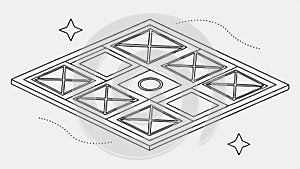 Abstract geometric grid pattern lines shapes vector design Generative AI
