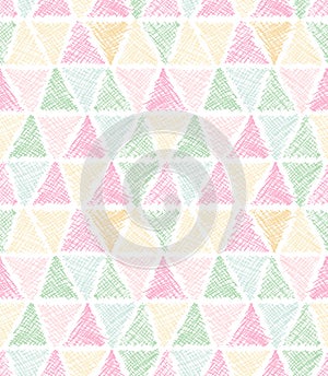 Abstract geometric hatched triangles seamless pattern. Vector doodle illustration