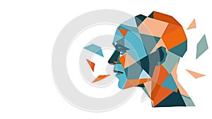 Abstract Geometric Head with Exploding Creative Ideas, vector design Generative AI