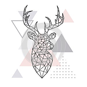 Abstract geometric head of a forest deer.