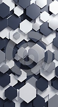 Abstract Geometric Hexagon Pattern Background in Grayscale Tones
