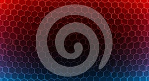 Abstract geometric hexagonal pattern with a vibrant red to blue gradient transition