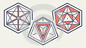 Abstract Geometric Hexagonal Shapes with Interlocking Designs, vector design Generative AI