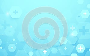 Abstract geometric hexagons shape medicine and science concept background. Medical Icons