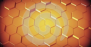 Abstract geometric honey gold hexagone background.  3D rendering. 3D illustration